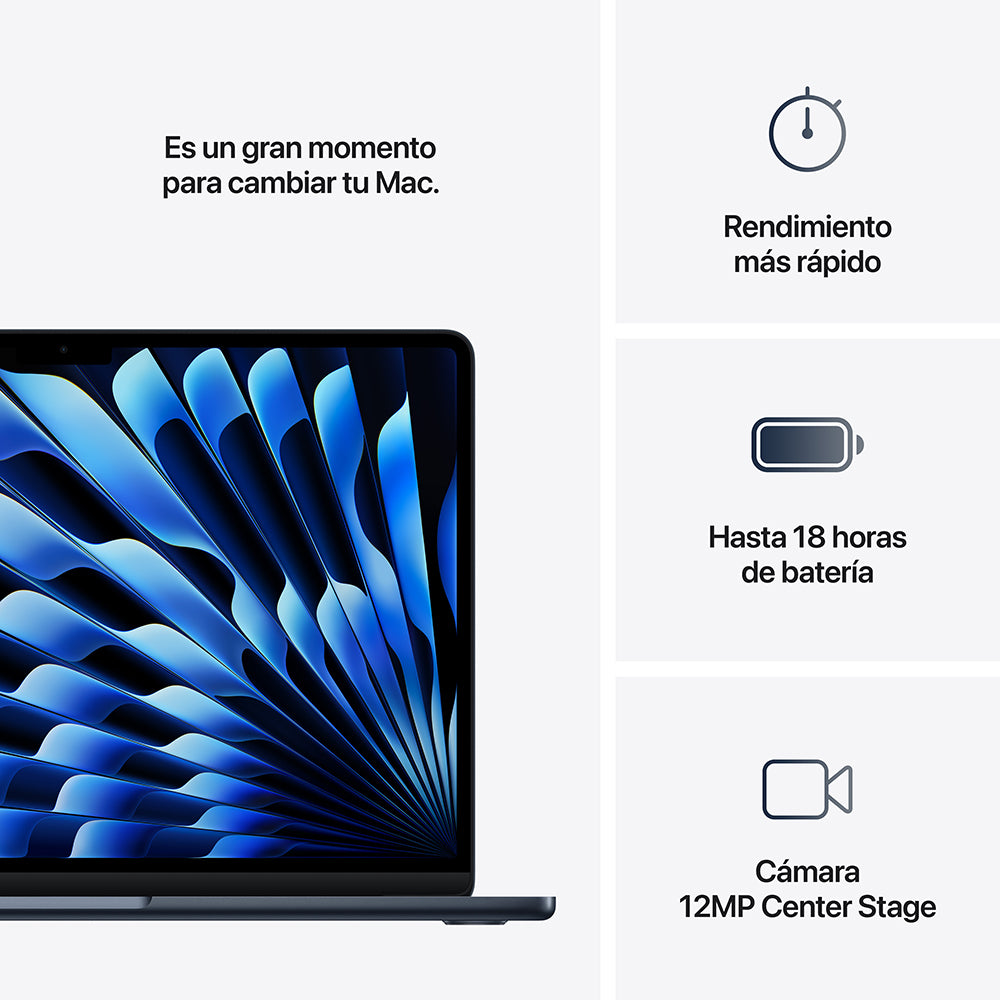 MacBook Air de 13 pulgadas: Chip M4 de Apple con CPU de 10 núcleos y GPU de 10 núcleos, 512 GB SSD - Azul medianoche