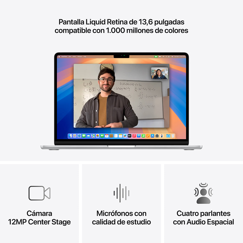 MacBook Air de 13 pulgadas: Chip M4 de Apple con CPU de 10 núcleos y GPU de 8 núcleos, 256 GB SSD - Plata