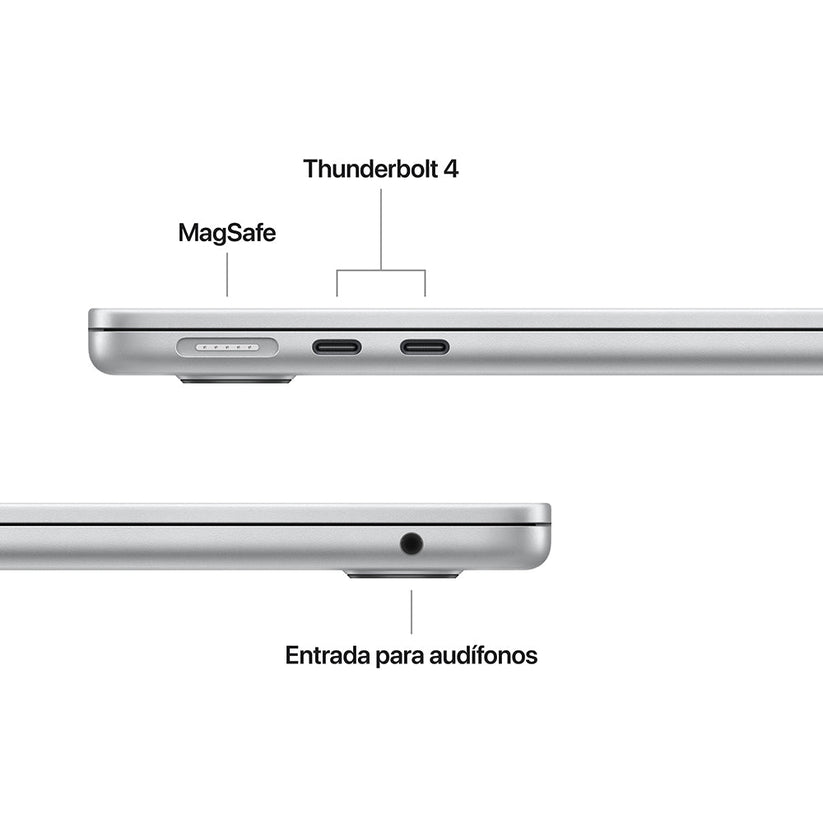 MacBook Air de 13 pulgadas: Chip M4 de Apple con CPU de 10 núcleos y GPU de 8 núcleos, 256 GB SSD - Plata