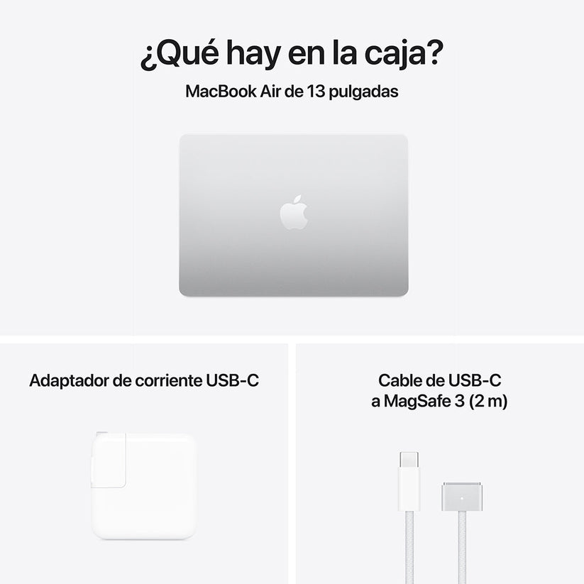 MacBook Air de 13 pulgadas: Chip M4 de Apple con CPU de 10 núcleos y GPU de 8 núcleos, 256 GB SSD - Plata