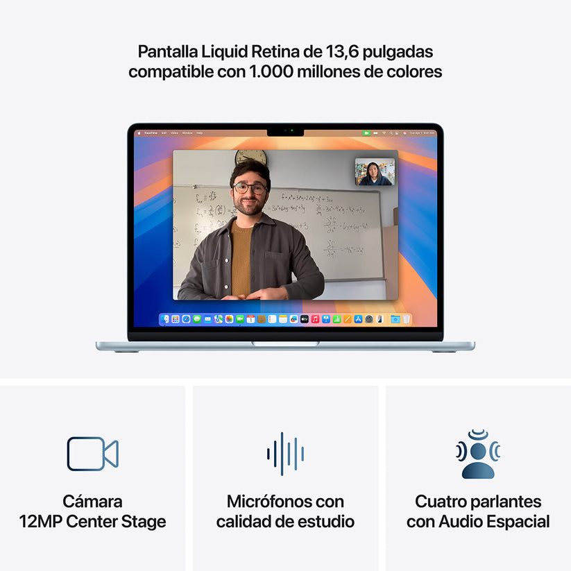 MacBook Air de 13 pulgadas: Chip M4 de Apple con CPU de 10 núcleos y GPU de 8 núcleos, 256 GB SSD - Azul cielo