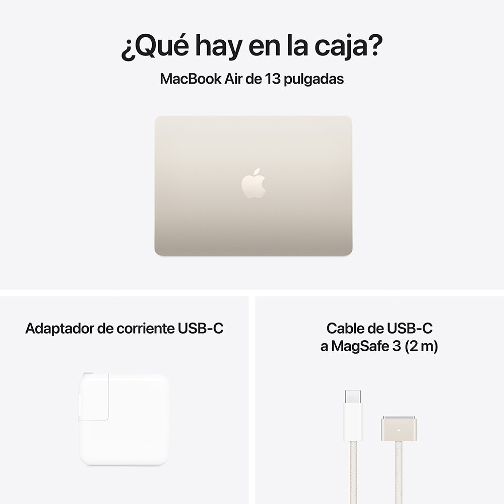 MacBook Air de 13 pulgadas: Chip M4 de Apple con CPU de 10 núcleos y GPU de 8 núcleos, 256 GB SSD - Blanco estrella
