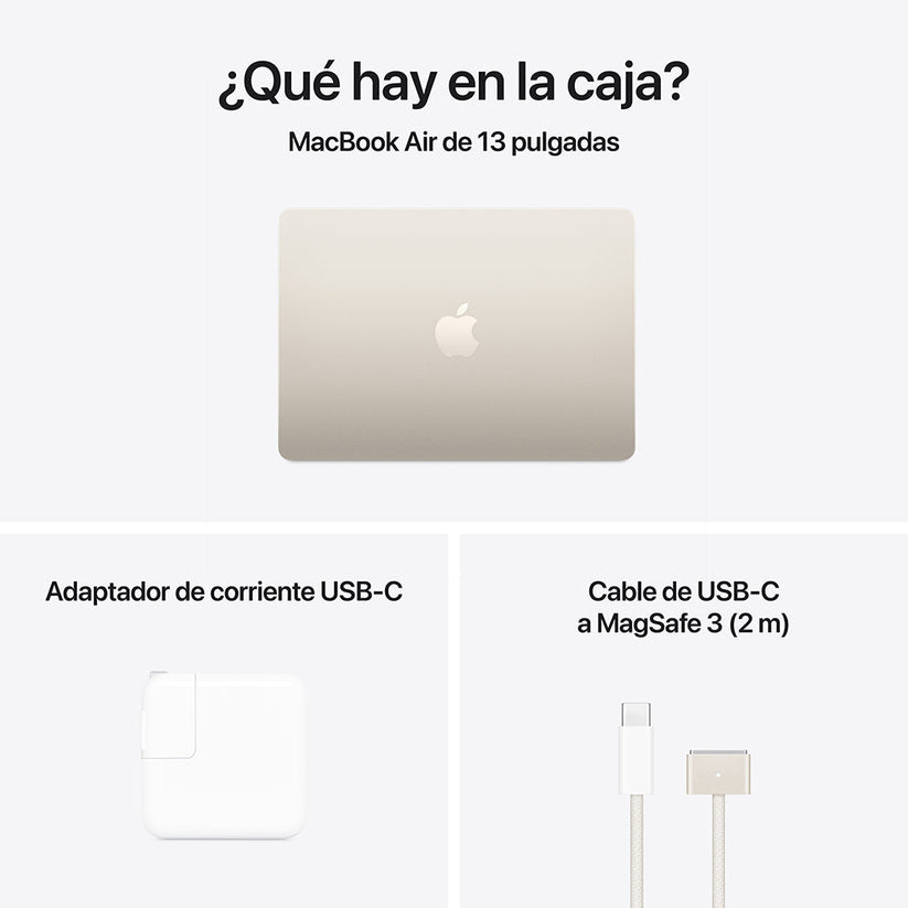 MacBook Air de 13 pulgadas: Chip M4 de Apple con CPU de 10 núcleos y GPU de 8 núcleos, 256 GB SSD - Blanco estrella