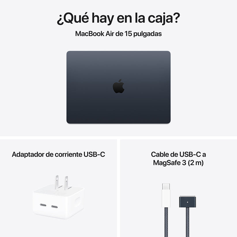 MacBook Air de 15 pulgadas: Chip M4 de Apple con CPU de 10 núcleos y GPU de 10 núcleos, 512 GB SSD - Azul medianoche