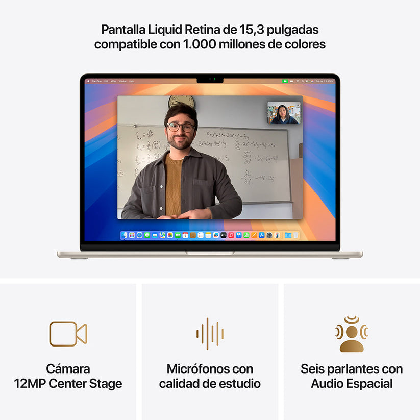 MacBook Air de 15 pulgadas: Chip M4 de Apple con CPU de 10 núcleos y GPU de 10 núcleos, 256 GB SSD - Blanco estrella