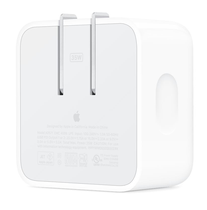 Adaptador de corriente compacto de 35 W con dos puertos USB-C