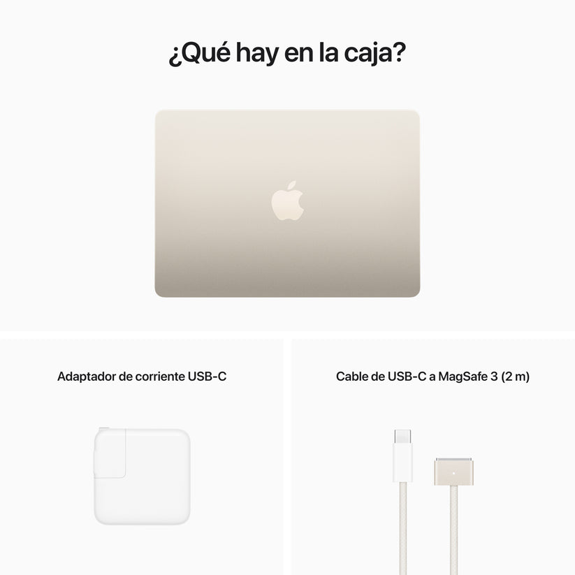MacBook Air de 13 pulgadas: Chip M2 de Apple con CPU de ocho núcleos y GPU de diez núcleos, 512 GB SSD - Blanco estrella