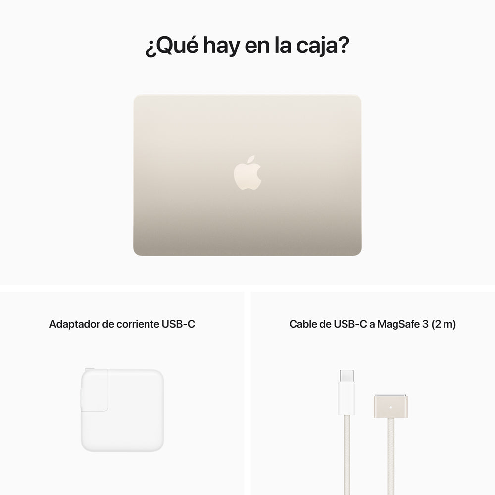 MacBook Air de 13 pulgadas: Chip M2 de Apple con CPU de ocho núcleos y GPU de ocho núcleos, 256 GB SSD - Blanco estrella