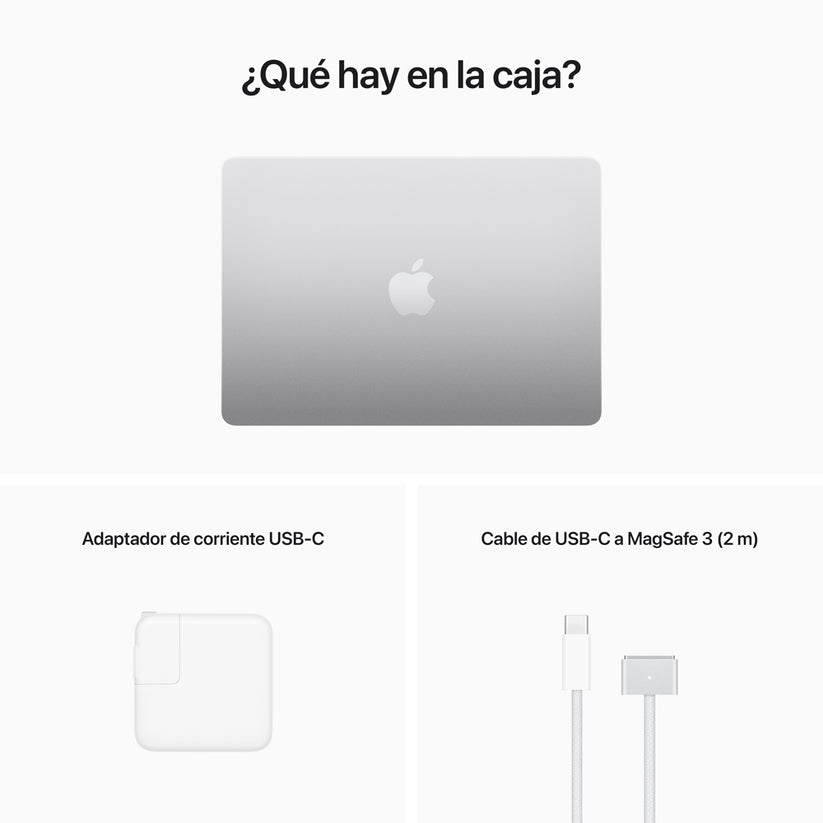 MacBook Air de 13 pulgadas: Chip M2 de Apple con CPU de ocho núcleos y GPU de ocho núcleos, 256 GB SSD - Plata