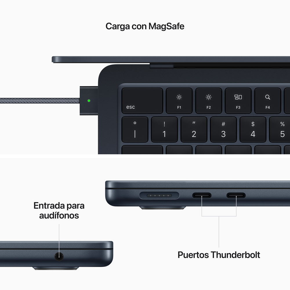 MacBook Air de 13 pulgadas: Chip M2 de Apple con CPU de ocho núcleos y GPU de ocho núcleos, 256 GB SSD - Azul medianoche