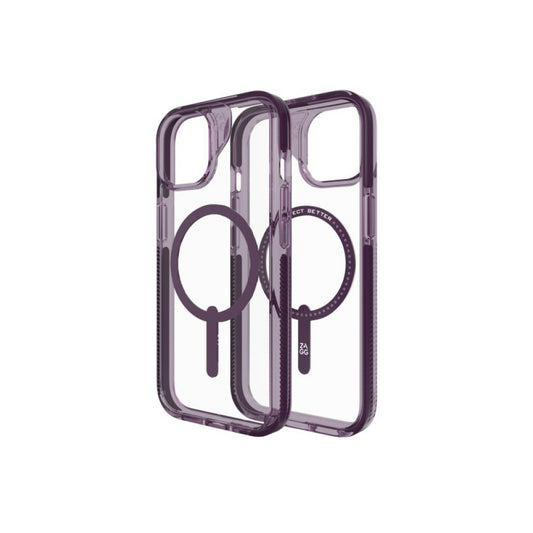 Estuche Zagg santa cruz snap transparent/purple con magsafe para iPhone 15 Pro Max