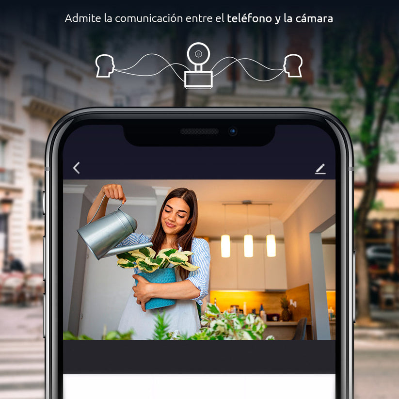 Cámara inteligente visión nocturna motorizada Wi-Fi® para interior