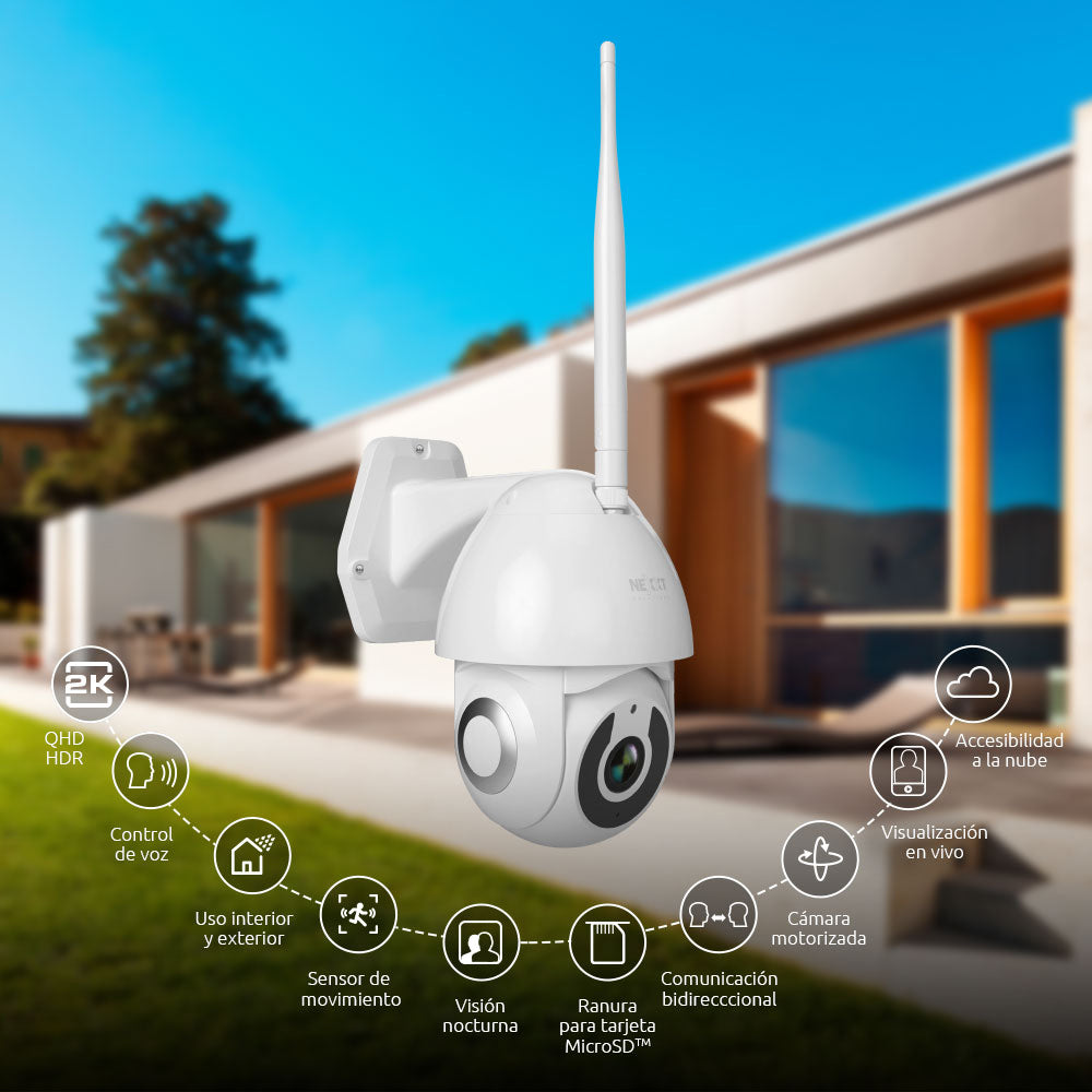 Cámara inteligente Nexxt Wi-Fi Full HD PTZ motorizada para exteriores