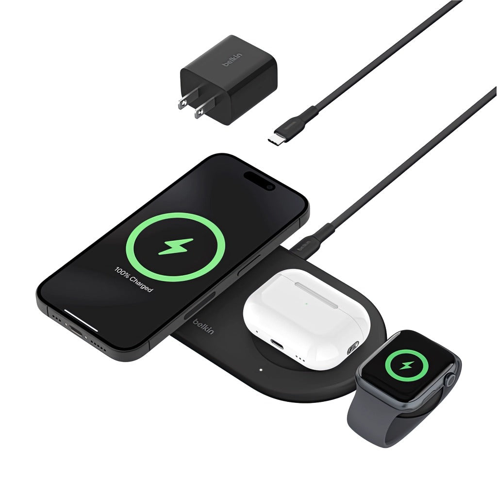 Base de carga Belkin Wireless Charging Pad 3 en 1 - Negro