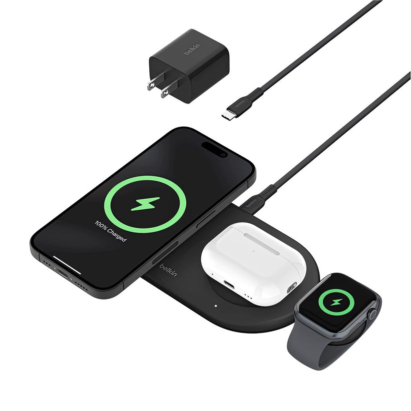 Base de carga Belkin Wireless Charging Pad 3 en 1 - Negro