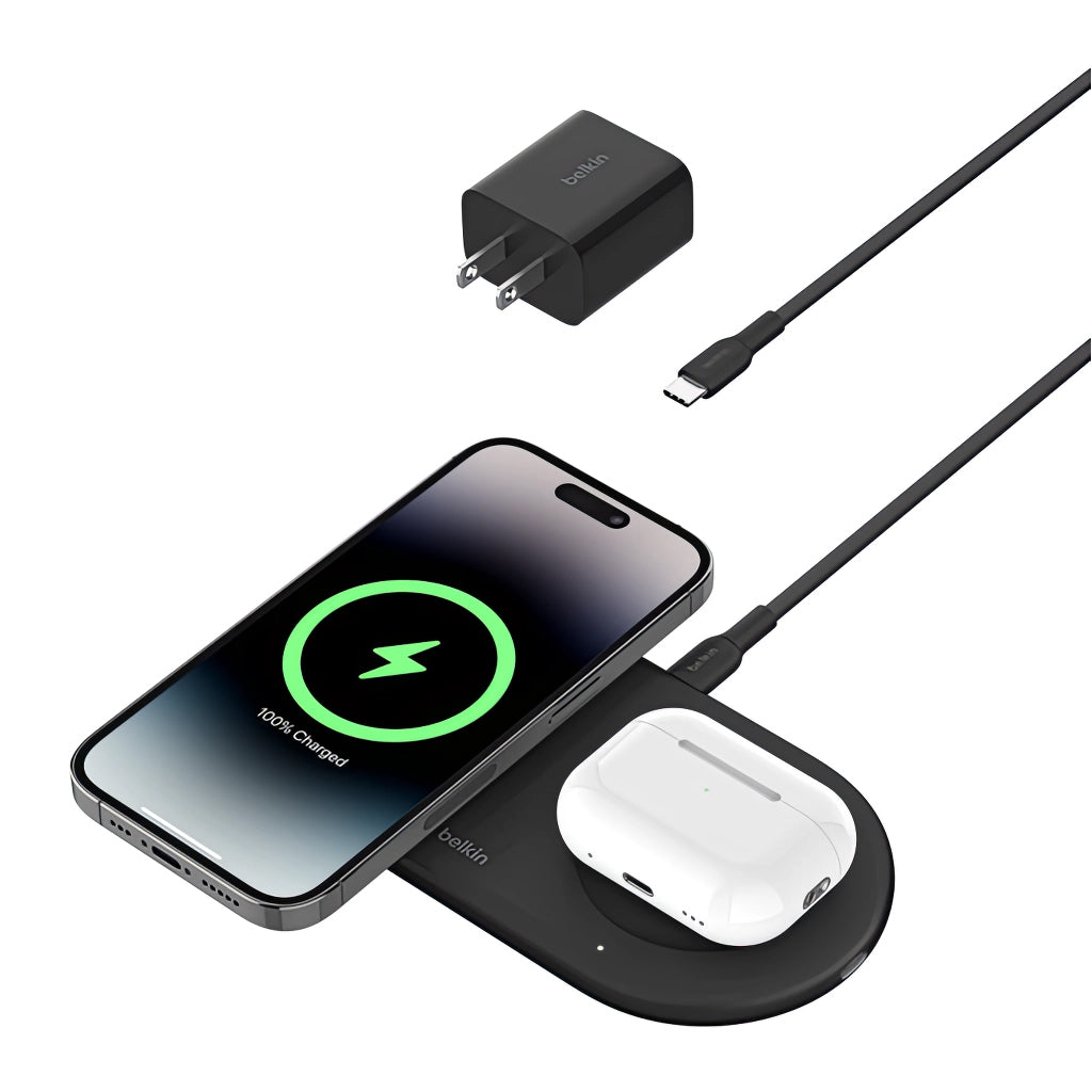Base de carga Belkin Wireless Charging Pad 2 en 1 - Blanco