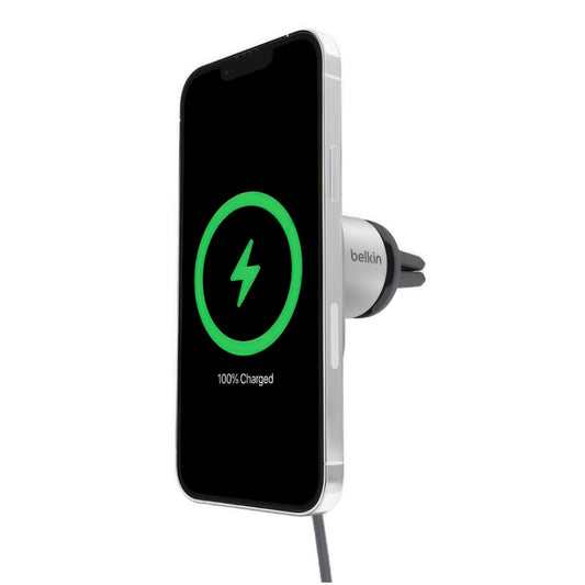 Cargador de Carro Belkin Wireless Vent Mount Pro 15W / Qi2 para iPhone - Blanco