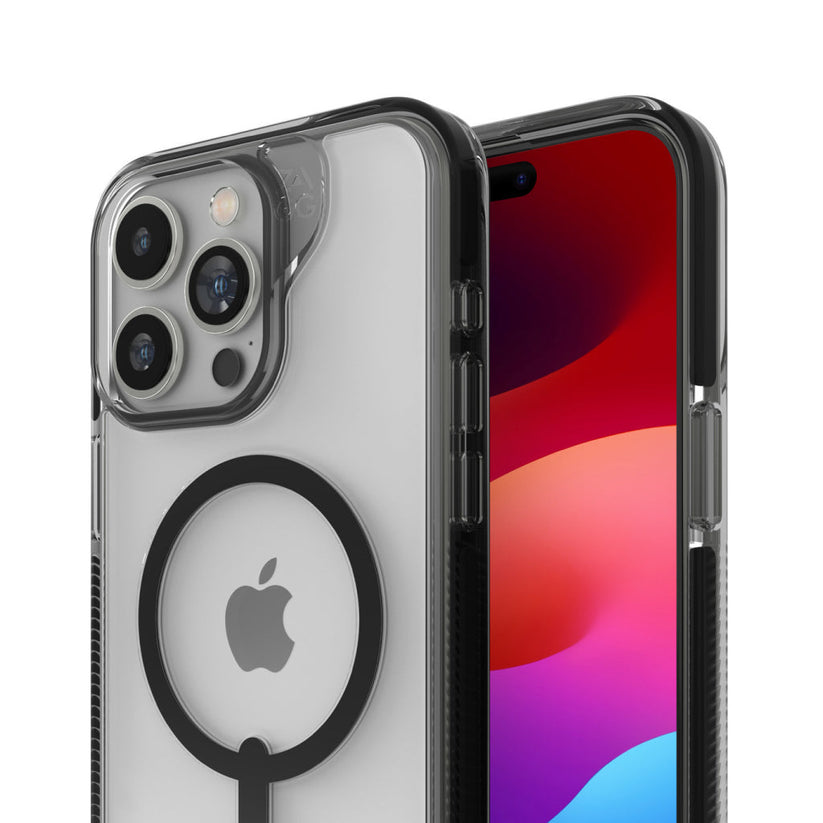 Estuche Zagg santa cruz snap transparent/black con magsafe para iPhone 15 Pro