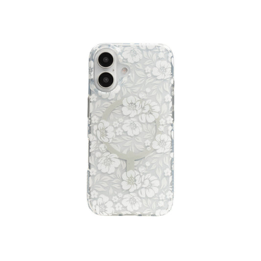 Estuche Zagg milan snap floral white con magsafe para iPhone 16