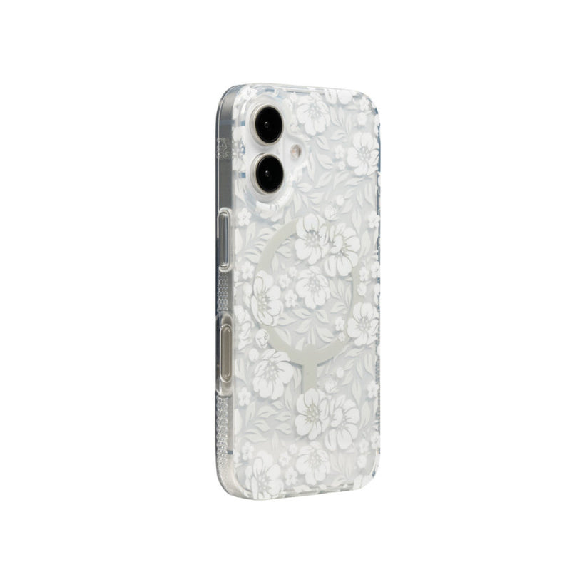 Estuche Zagg milan snap floral white con magsafe para iPhone 16