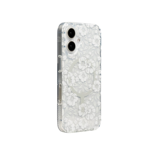 Estuche Zagg milan snap floral white con magsafe para iPhone 16