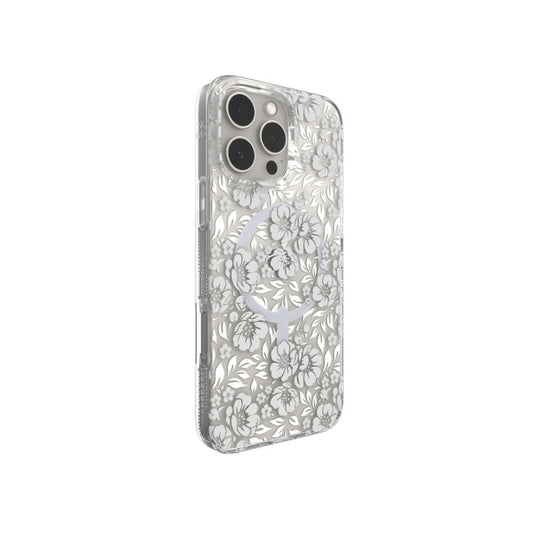 Estuche Zagg milan snap floral white con magsafe para iPhone 16 Pro